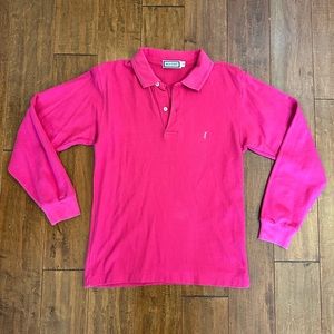 Yves Saint Laurent YSL Vintage Pink Long Sleeve Polo Shirt Sz Medium